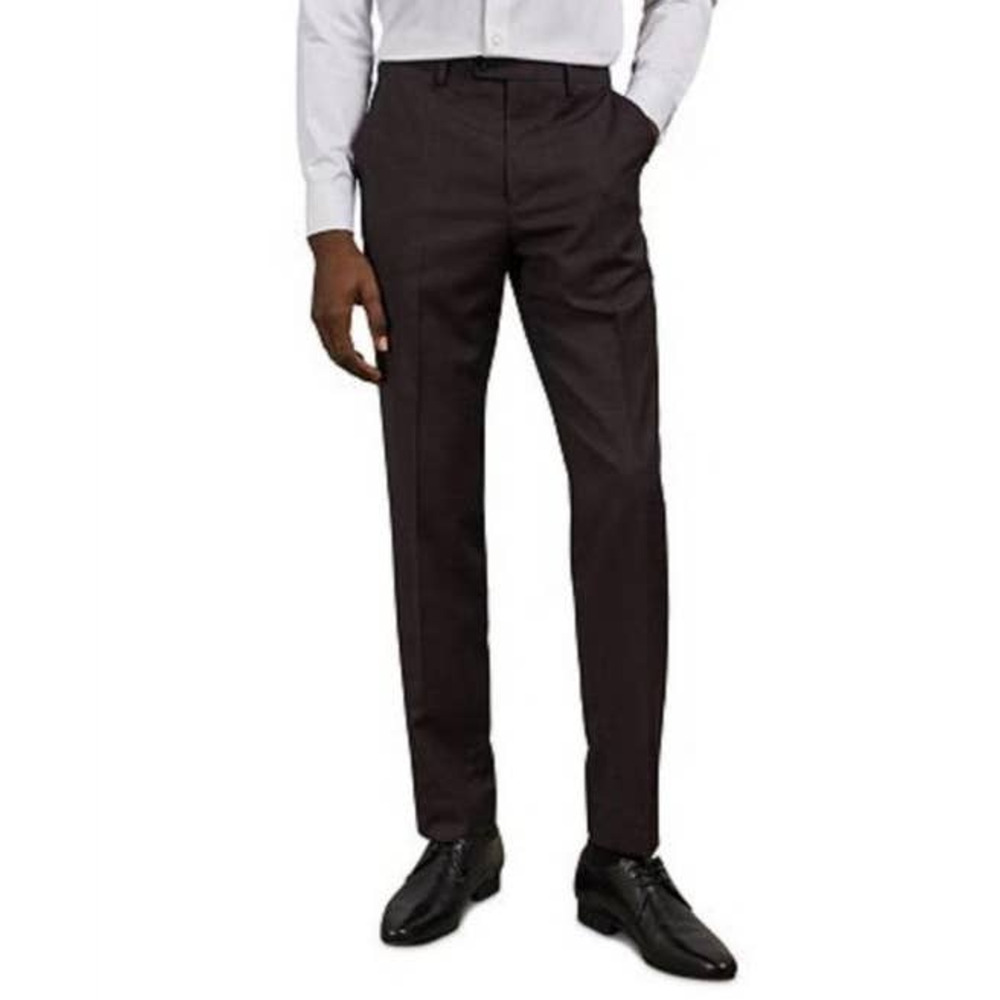 Ted Baker London Debonair‎ Check Wool Trousers Dark Red Men's 36L NWT